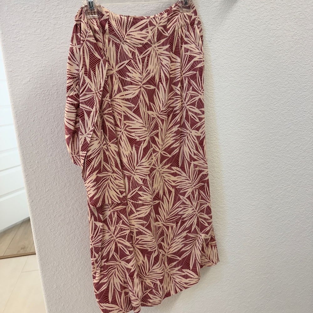 Anthropologie Crimson and Cream Wrap Skirt